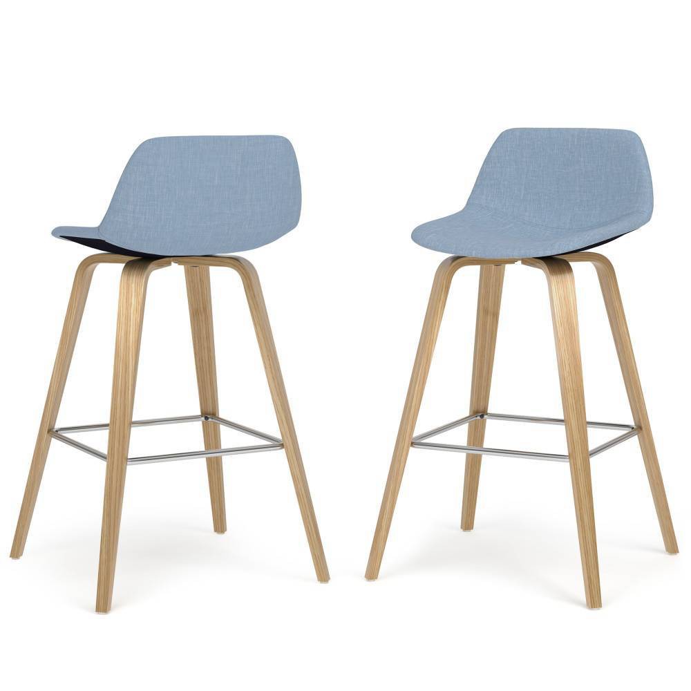 Photos - Storage Combination Set of 2 Cacey Bentwood Counter Height Barstools with Light Wood Denim Blu