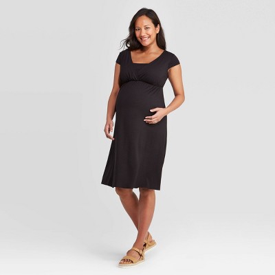 Short Sleeve Cross Front Nursing Maternity Dress - Isabel Maternity by Ingrid & Isabel™ Black M