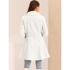 Allegra K Women's Elegant Notched Collar Single Belted Winter Long Coat - 3 of 4