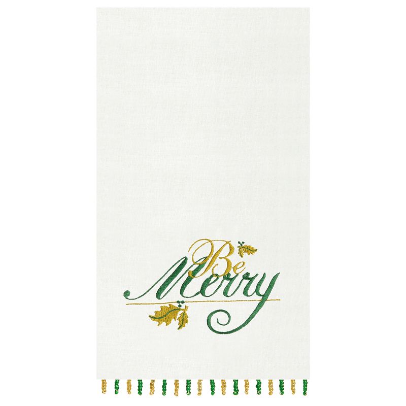 C&F Home Be Merry Beaded Decorative Guest Towel, 1 of 3