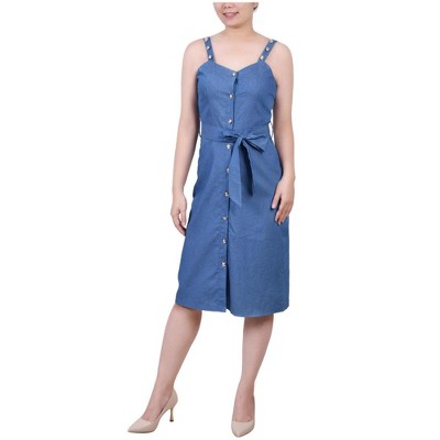 NY Collection Womens Chambray Sundress
