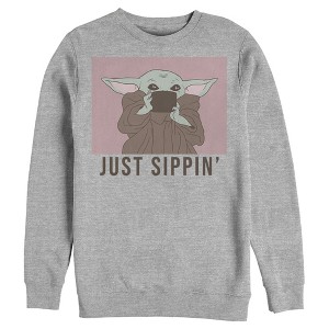 Men's Star Wars The Mandalorian The Child Just Sippin Sweatshirt - 1 of 4