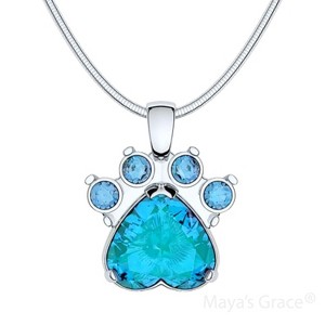 Maya's Grace Birthstone Paw Print Pendant Necklace, Rhinestone Gemstone, Pendant Necklace for Women - 1 of 4