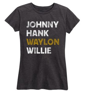 Women's - Instant Message - Johnny Hank Waylon Willie Short Sleeve Graphic T-Shirt - 1 of 4
