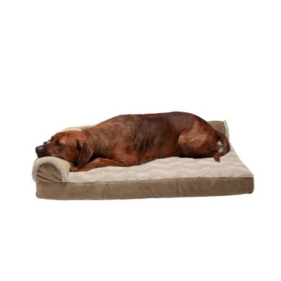 FurHaven Wave Fur & Velvet Deluxe Chaise Lounge Memory Foam Sofa-Style Dog Bed