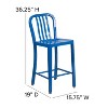 Flash Furniture Commercial Grade 24" High Metal Indoor-Outdoor Counter Height Stool with Vertical Slat Back - 4 of 4