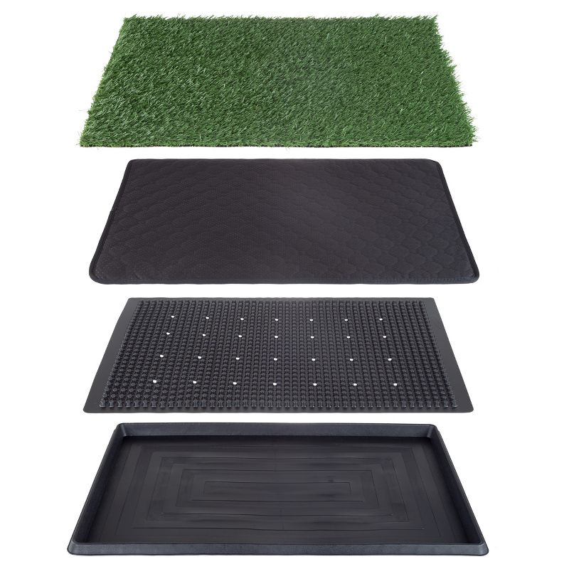 Artificial Grass Puppy Pee Pad for Dogs and Small Pets - 20x30 Reusable 4-Layer Training Potty Pad with Tray - Dog Housebreaking Supplies by PETMAKER, 4 of 8