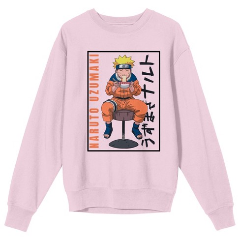 Naruto Classic Eating Ramen Crew Neck Long Sleeve Cradle Pink Women's ...