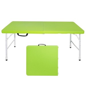 Osparple  Folding Outdoor Dining Table,Rectangle Portable Patio Table with Carrying Handle 4 Chairs - 1 of 4