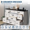 9 Drawer Dresser with Charging Station, 54" Wide Wood Dresser with Metal Handle, Vintage TV Stand, Chest of Drawers - 4 of 4