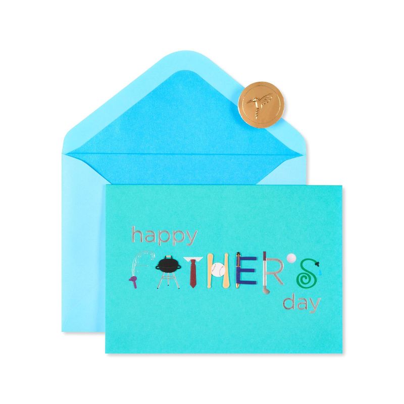 Father&#39;s Day Greeting Card Icons on Text Teal Green/Blue - PAPYRUS, 5 of 7