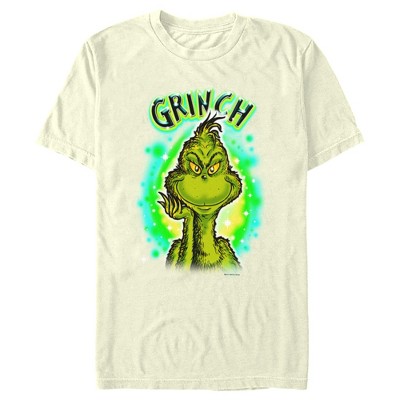 Men's Dr. Seuss Airbrush Grinch T-shirt - Beige - Large : Target