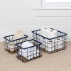 happimess Evvie Vintage Farmhouse Handmade Wire Metal Nesting Storage Baskets with Wood Base - 2 of 4