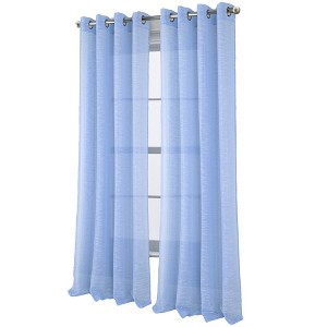 RT Designers Collection Dexter Linen Texture Grommet Sheer Light Filtering Window Curtain Panel 54" x 90" Blue - 1 of 4