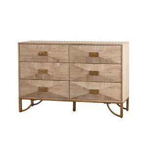 CLIHOME Modern 6 Drawers Dresser, Light Wood Chests of Drawers, TV Stand for Bedroom, Living Room, Hallway - 1 of 4