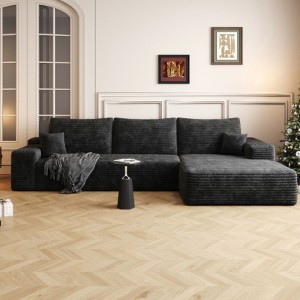 Black Cloud Couch with L-Shape Chaise,Modern Modular Sofa with Deep Seat, Upholstered Couches for Living Room Bedroom - 1 of 4