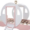 KTMBDW Twin Bed Frames for Kids, Car-Shaped Wood Bed with Wheels Decorations, No Box Spring Needed, Princess Carriage Bed for Girls - 4 of 4