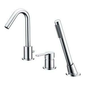 Sumerain Deck Mount Roman Tub Faucet with Hand Shower, Solid Brass Chrome Finish Valve Included - 1 of 4
