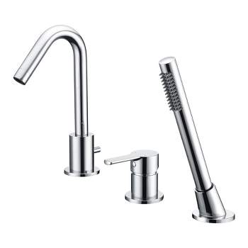 Sumerain Deck Mount Roman Tub Faucet with Hand Shower, Solid Brass Chrome Finish Valve Included