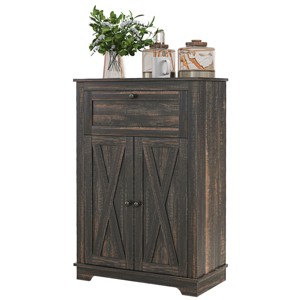 GlasFlength Kitchen Storage Accent Kitchen Cabinet Storage Cabinet Morden Sideboard Cabinet 2 Doors for Dining Room, Brown, 23.5"*11.8"*34.5" - 1 of 4