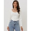 Allegra K Women's Textured Zip Up Fitted Asymmetrical Hem Corset Crop Top - 2 of 4