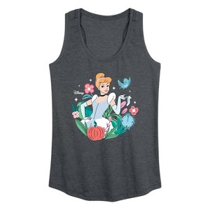 Women's - Disney - Cinderella Floral Graphic Racerback Tank - 1 of 4