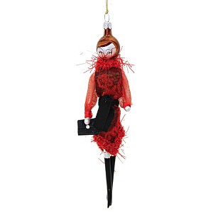 De Carlini Italian Ornaments 7.0 Inch Luxury In Red Satin & Tinsel Fur Tree Ornament , Diva Shopping Ladies Style 5Th Avenue (1PC) - 1 of 3