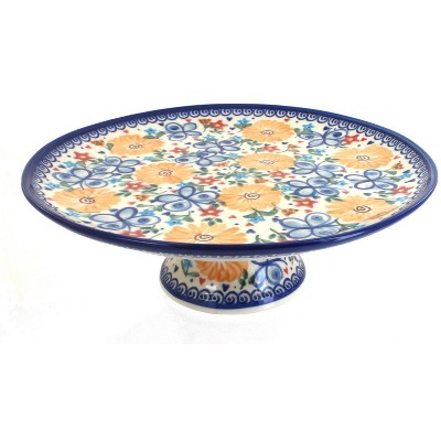 Blue Rose Polish Pottery 139 Vena Cake Plate