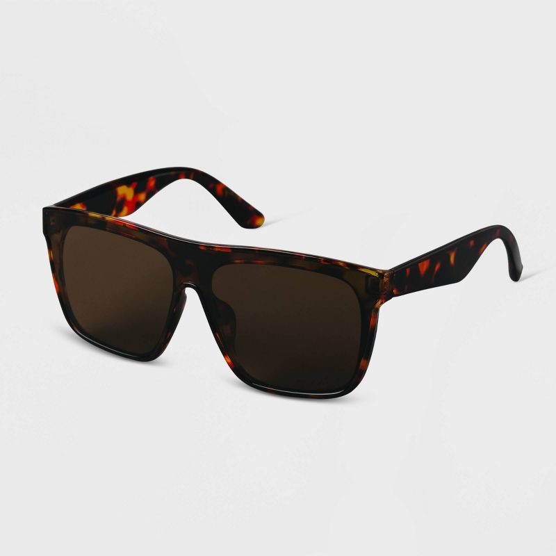 Women&#39;s Tortoise Shell Plastic Shield Sunglasses - A New Day&#8482; Brown, 2 of 3