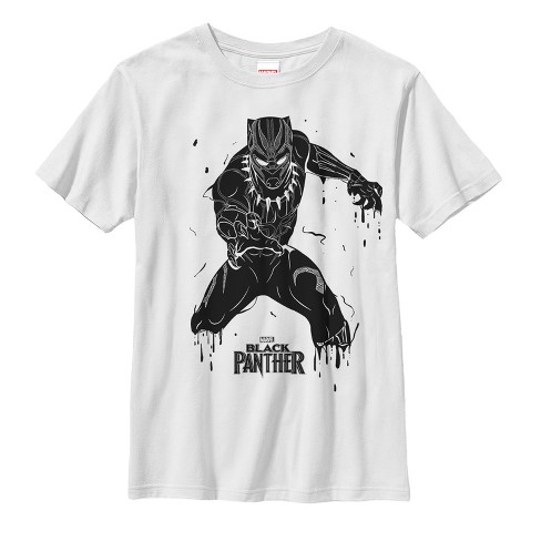 Boy's Marvel Black Panther 2018 Drip Pattern T-Shirt - White - X Small