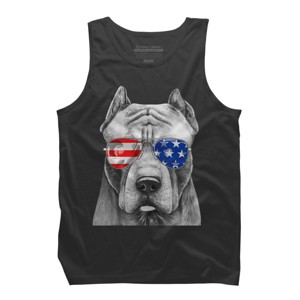 Men's Design By Humans American Pitbull With Sunglasses By Tank Top - 1 of 2