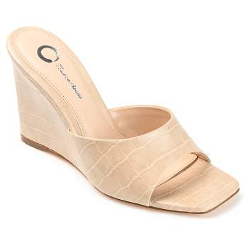 Journee Collection Womens Aretha Tru Comfort Foam Back Heel Zip Peep Toe  Wedge Sandals, 12 Taupew : Target