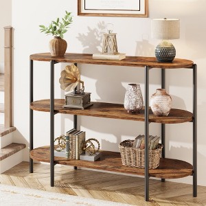 Entryway Console Table, 3 Tier Industrial Metal Sofa Table, Behind Couch Table - 1 of 4