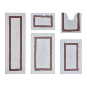 Hotel 5 PC Bath Rug 100% Premium Cotton Tufted Weave Two Tone Reversible Bathroom Rug, Super Soft Absorbent, Machine Washable Bath Mat - 1 of 4