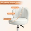 RISOKEYS PU Leather Small Scallop Desk Chair with Back,Cute Armless Rolling Vanity Chair,Height Adjustable for Bedroom Office - 4 of 4