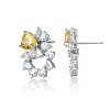 Guili Sterling Silver White Gold Plated Floral Stud Earrings with Yellow Cubic Zirconia, a Delicate and Enchanting Design for Nature-Inspired Charm - 3 of 3