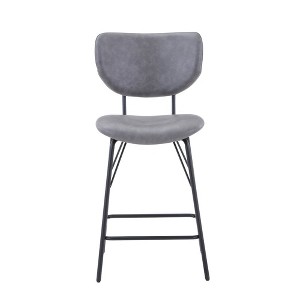 Jofran,Modern Faux Leather Split-Back Upholstered Counter Height Barstool (Set of 2) - 1 of 4