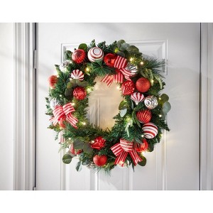 BrylaneHome 26" Pre-Lit Christmas Cheer Wreath - 1 of 3