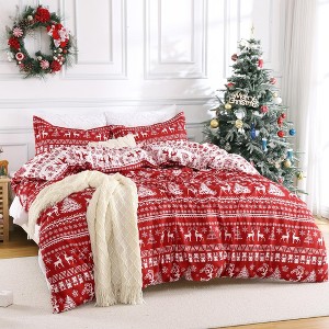 Christmas Reindeer Duvet Cover - Soft Brushed Microfiber Holiday Bedding Set with Zipper Closure (King Size, Christmas Reindeer) - 1 of 4