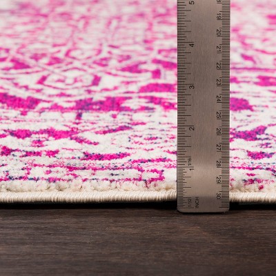 Vibrant Purple and Red Floral Motif Rectangular Rug