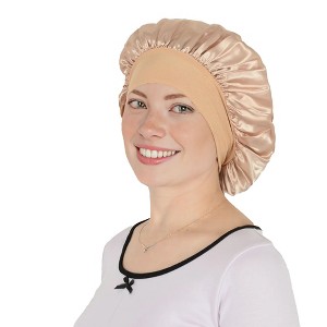 Anna-Kaci Satin Sleep Bonnet Elasticity Wide Band Silky Hair Protection for Curly and Natural Hair - 1 of 4
