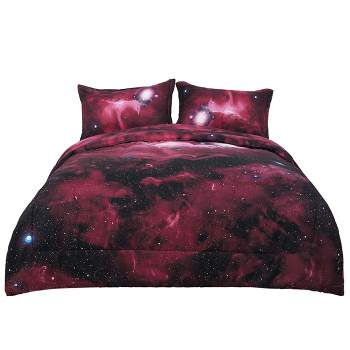 PiccoCasa Polyester Galaxies All-season Reversible Soft Bedding Sets 3 Pcs