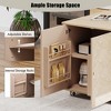 Handcrafted Hardwood Kitchen Island with Fold-Down Leaf, Nautical Style, Casters, and Built-In Storage - 3 of 4