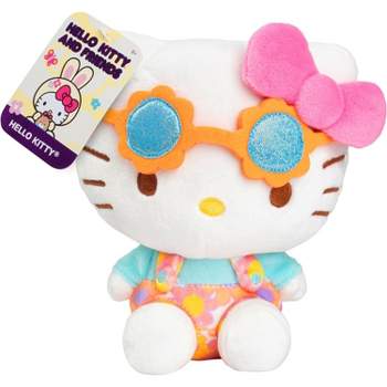 Hello Kitty & Friends 8" Hello Kitty w/Overalls Spring Plush - Officially Licensed - Sanrio Cute Soft Stuffed Animal - Great for Fans of Hello Kitty