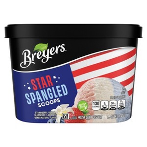 Breyers Strawberry, Vanilla & Blueberry Frozen Dairy Dessert Star Spangled Scoops Gluten Free - 48oz - 1 of 4