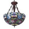 Chloe Lighting Rosey Tiffany-Style 3 Light Roses Inverted Ceiling Pendant 20`` Shade - 2 of 4