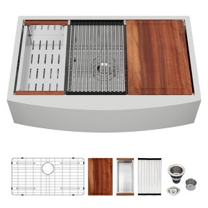 30 Farmhouse Sink Workstation - 30*21*9 Inch Kitchen Sink Stainless Steel 16 gauge Apron Front Kitchen Sink - 1 of 4