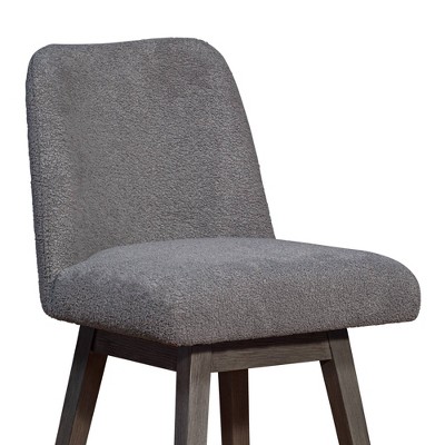 Grey Oak Wood Swivel Accent Chair with Boucle Fabric