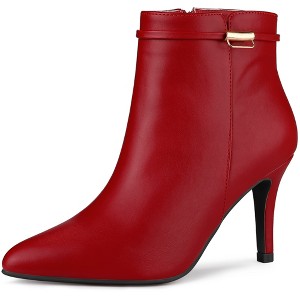 Allegra K Women's Stiletto Heels Closed Pointed Toe Side Zip Ankle Boots - 1 of 4