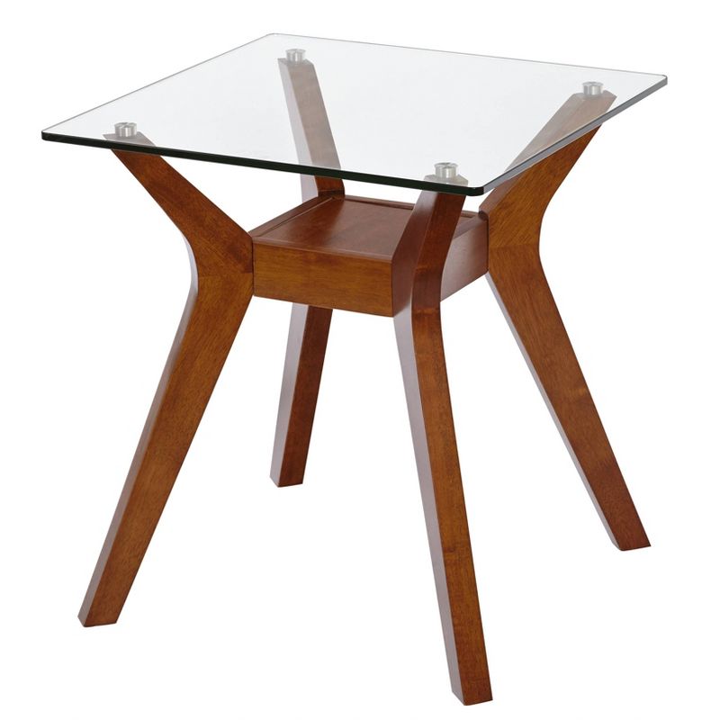 Fontana Glass Top End Table Walnut - Buylateral, 1 of 5